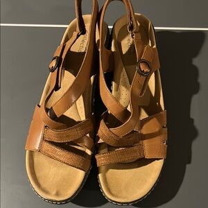 Clarks Wedge Sandals with Intricate Straps
